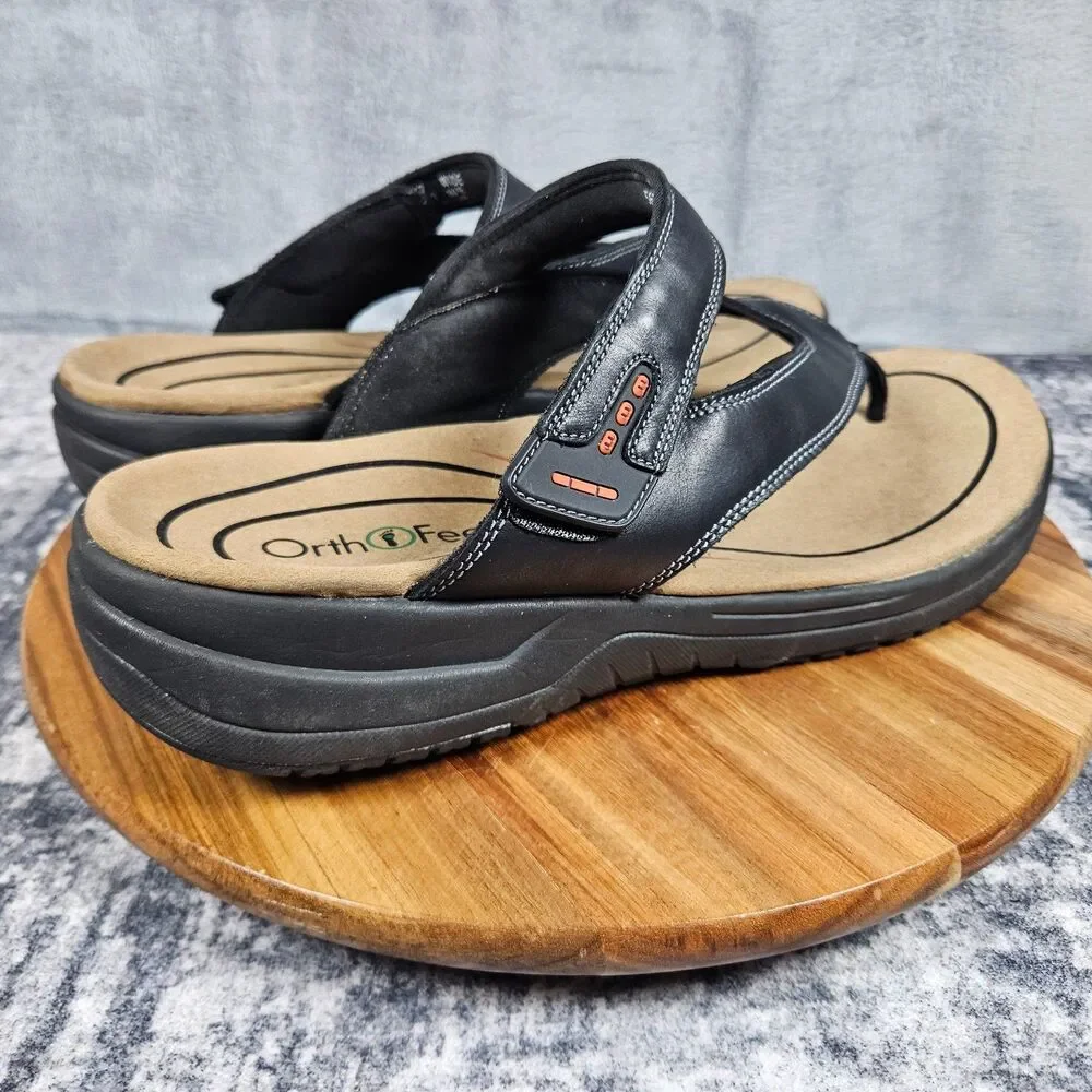 Orthofeet El Dorado Sandals Adjustable Hook Loop Flip Flop Men's Size 13 Wide